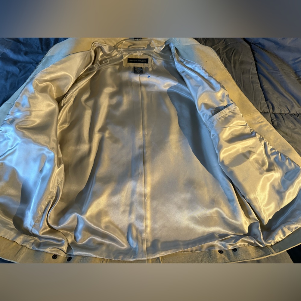 Vintage? 2001? BR suede leather jacket. Straight cut pockets w/big snaps! - Picture 10 of 16